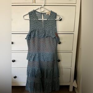 Michael Kors Women’s Small Light Blue/Seafoam Green Lace Overlay Easter Dress